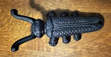 Antique Cast Iron Scarab Beetle Boot Jack ~ Signed J.W. 9 1/4” long ~ Door Stop