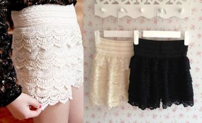 Neu modische Mädchen Frauen Damen niedlich gehäkelt abgestufte Spitzenshorts Rockhose 