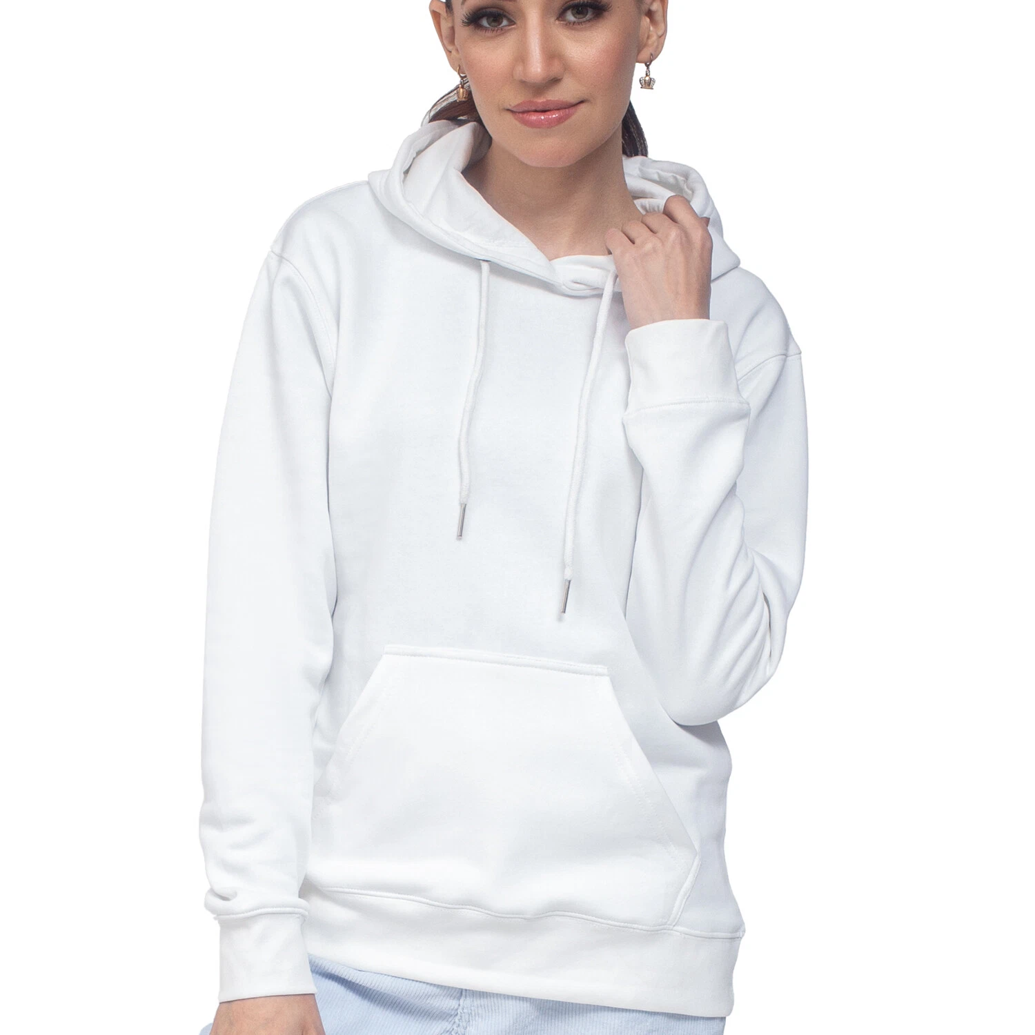 OFF WHITE Felpa con cappuccio in pile da donna pullover morbido felpa comoda manica lunga