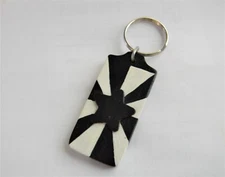 Fun Wood Hand Cut and Hand Painted Wood Rectangle Key Chain with Star