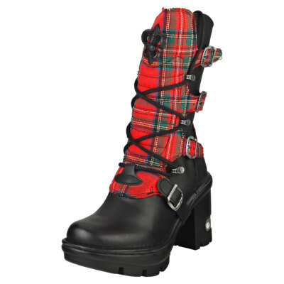 New Rock Neotrail M-neotyre05t-c1 Damen Tartan Black Stiefel Keil