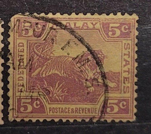 Malaya Federated Malay Stamp 1922 / 1926 Tiger KGV - Picture 2 of 3