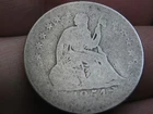 1854 P Silver Seated Liberty Quarter- With Arrows, About Good Details