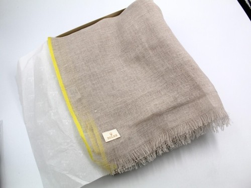 Foulard Rolex Lino e Cashmere Beige Giallo Luxury Donna Autentico Ottima Qualità - Imagen 5 de 5