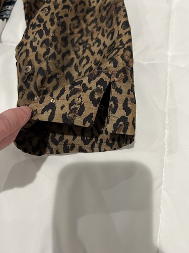 Chicos 1 Womens Open Front Lined Leopard Jacket Sz 1 Silk - Picture 9 of 10