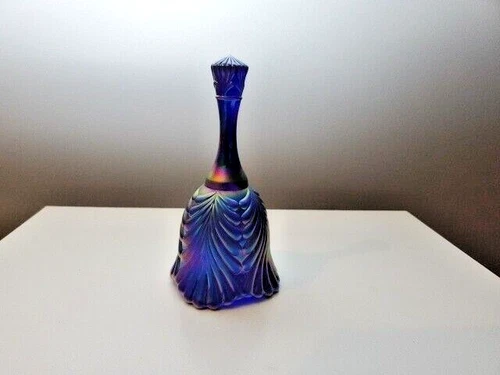Fenton Cobalt Blue Iridescent Carnival Glass Bell  6.4"