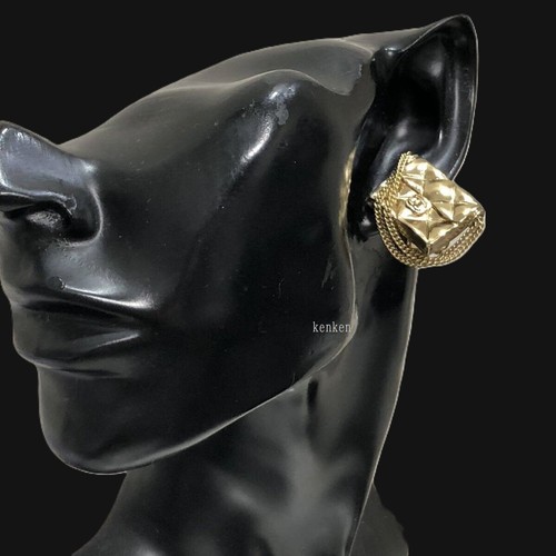 Pendientes CHANEL AUTÉNTICO Logo Coco kenkenjp CC Oro Matelasse Bolso Columpio De Colección Raro - Imagen 21 de 23