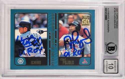 Albert Pujols & Ichiro Suzuki 2001 Topps RC Gem 10 Auto 01 ROY Beckett 14128980 - Picture 2 of 5