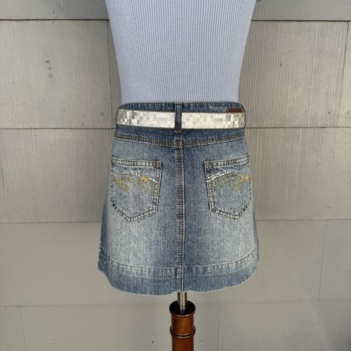 Limited Too Vintage Dead Stock Bedazzled Mid Rise Mini Jean Skirt - Girls 12 - Picture 6 of 19