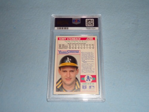 1988 Score Young S.S. Baseball Card Terry Steinbach # 16 PSA Grade 7 NM 79261324 - Picture 2 of 2