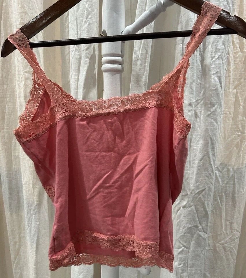 De Colección Jones Nueva York Años 90 Y2K Babydoll Encaje Ribete Cami Top Pequeño Rosa Hada Coqueta Foto 4 de 4