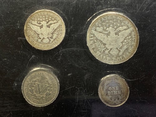 The Morgan Mint Charles E. Barber Coin Collection V5C, 10C, 25C & 50C in Frame - Picture 6 of 8