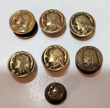 HNS Holy Name Society 1930's Set of Seven Vintage Screwback Pins