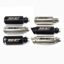 Slip-on 51mm Universal Motorcycle Exhaust Muffler Pipe Tail Tips Black/Silver