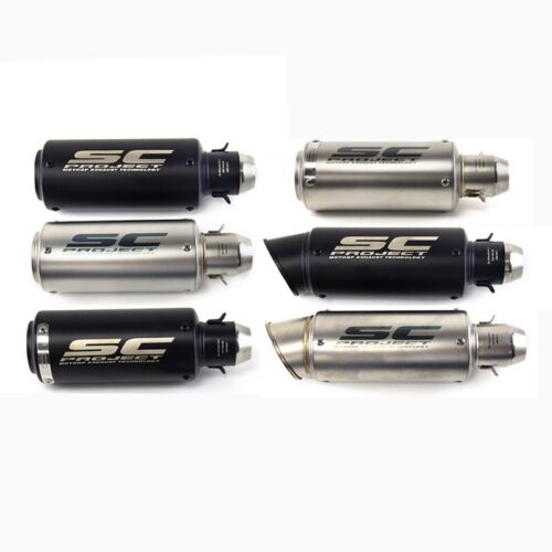 SC Slip-on 51mm Universal Motorcycle Exhaust Muffler Pipe Tail Tips Black/Silver