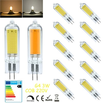 LED G4 Birne Warmweiß KaltesWeiß Dimmbar Kapsellampe 3W Ersatz Halogen COB 220V