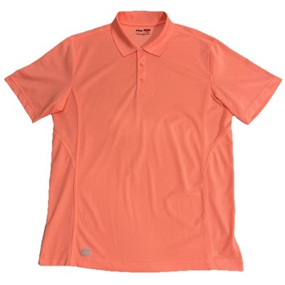 FILA Sport Golf Polo Shirt Coral Bright Salmon 100% Polyester Athletic Fit   L