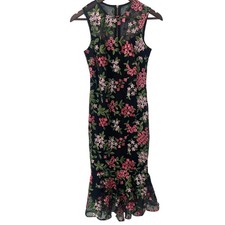 Calvin Klein Floral Embroidered Sleeveless Sheath Romantic Dress Party Cocktail