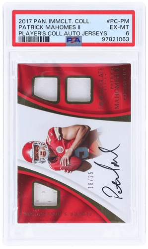 2017 Immaculate Patrick Mahomes II Players Material Auto /25 PSA 6 Rookie RC