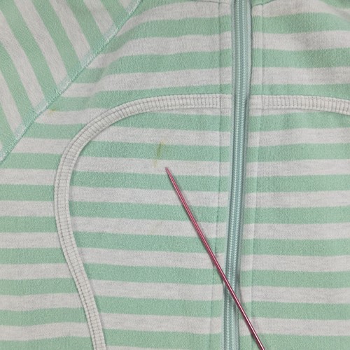 Lululemon Woman’s Size 8 Scuba Hooded Jacket Mint Green Striped Full Zip Pockets - Bild 7 von 13