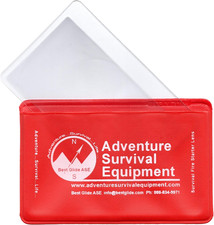 Credit Card Size Fresnel Lens Fire Starter and Magnifier Lenses 3 Pack - Red