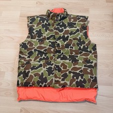 Vintage Cabelas Puffer Vest Mens XXL Camo Down Fill Reversible 90s