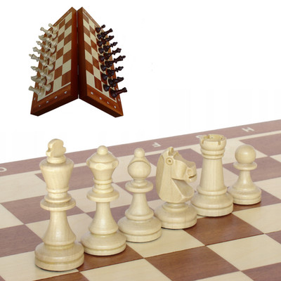 Turnierschach Magnetisches Holz Schachspiel Klassisch Intarsien 35x35cm
