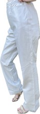 Vtg Y2K Ralph Lauren RRL White Leather Pants Sz 8 High Waist 30.5  Wide Boot Cut
