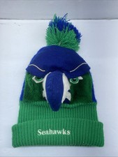 Rare Vintage Seattle Seahawks Pom-Pom Beanie Realistic Designs Vancouver WA Made