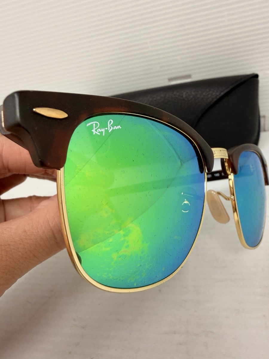 RAY BAN Clubmaster Sunglasses Green MIRRORED FLASH RB3016 1145/19