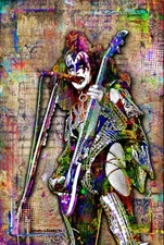 GENE SIMMONS Of KISS 27x40in Poster, KISS GENE Tribute Art  Free Shipping US