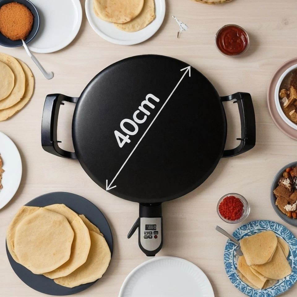 40cm Electric Crepe & Injera Maker – Non-Stick Flat Round Griddle for Home Use - image 4 of 4