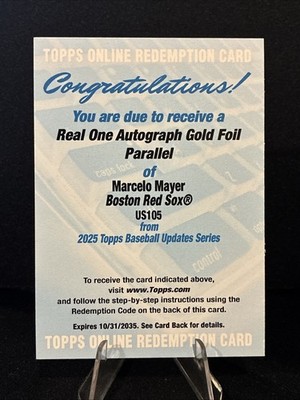 2025 Topps Update-Marcelo Mayer RC #US105 Real One Auto Gold Foil