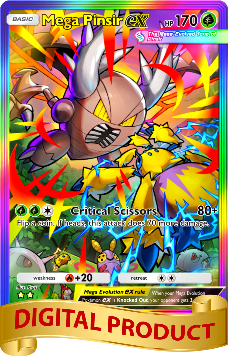 pokemon card mega pinsir Pokemon Pocket TCG Card 2 Star Full Mega Pinsir EX Rainbow Mega Rising  DIGITAL