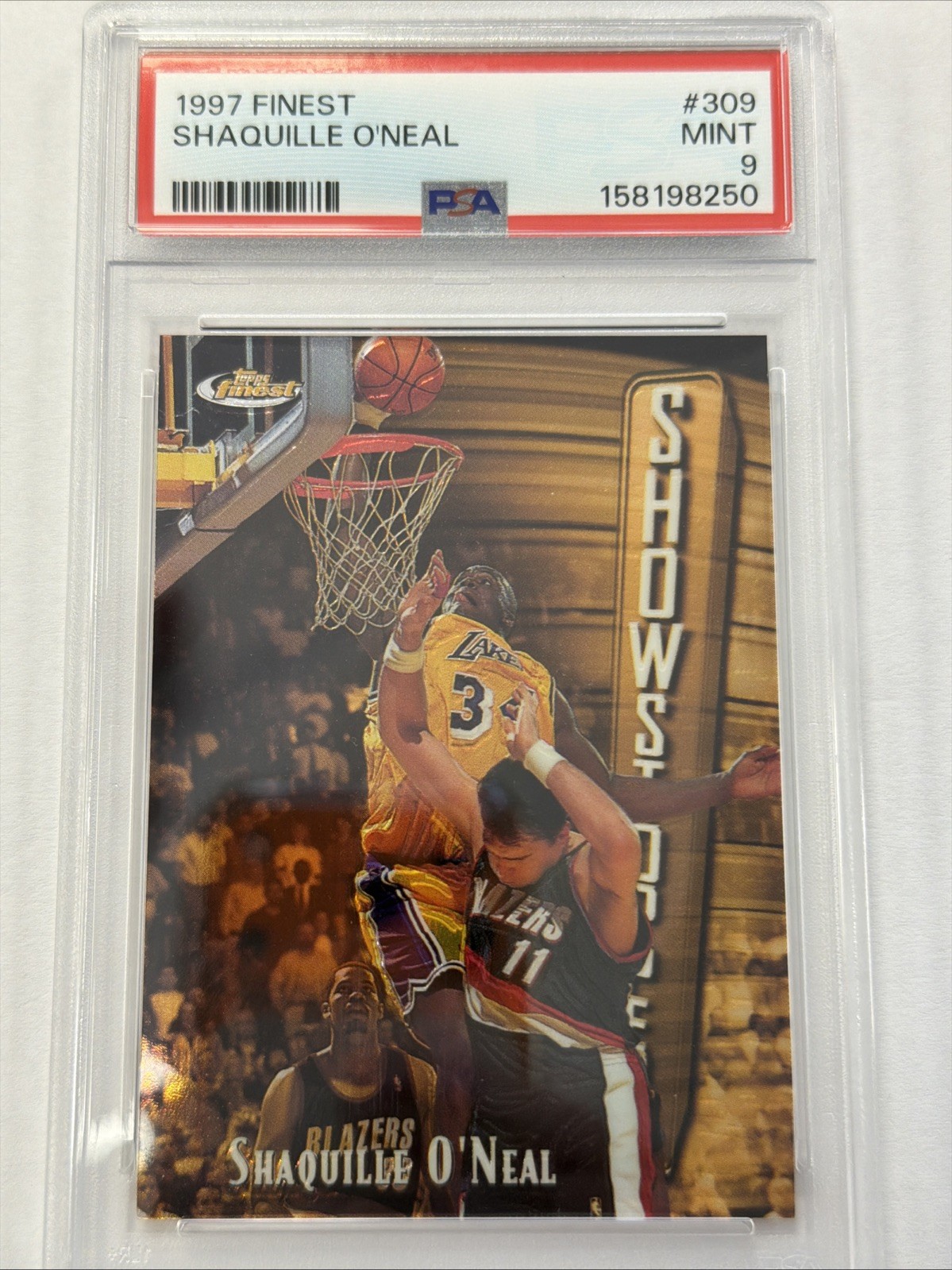 1997-98 Topps Finest Showstoppers #309 Shaquille O'Neal Shaq PSA 9 LAKERS HOF