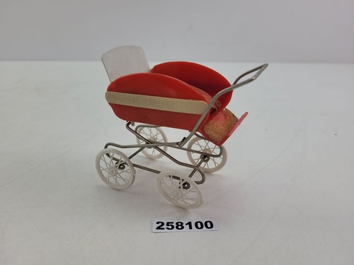 Puppenstube Sportwagen Kinderwagen DDR Spielzeug 60er Jahre rot alt #258100