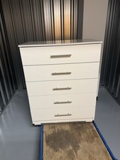 IKEA Drawer Chest  Modern Wooden with 5 Drawers and Chrome Metal Base, White