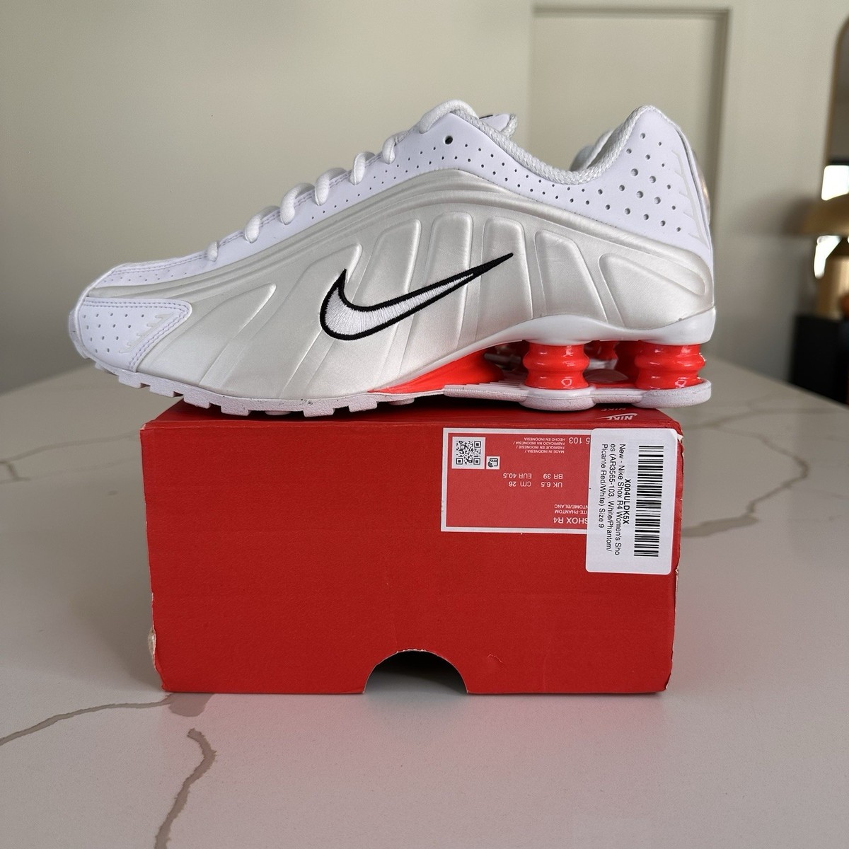 Nike Women's Shox R4 AR3565-103 24㎝ Nike Shox R4 Phantom Picante Red White Women's Shoes Sz 9 (AR3565
