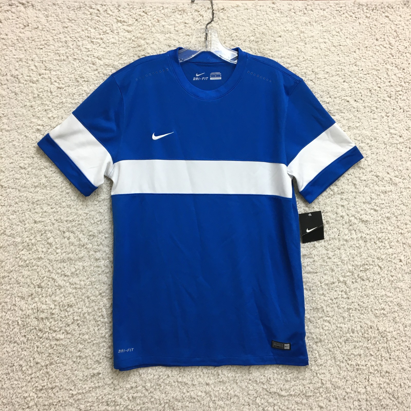 NEW Nike Shirt Medium Adult Blue Dri Fit Swoosh Crewneck Short Sleeve Mens M