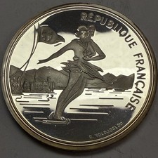 France 1989 100 Francs Silver Proof Coin -  92 Alberta Olympic Figure Skating