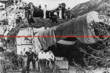 F029511 Crew camouflage deck of battleship Tirpitz with nets branches and planes