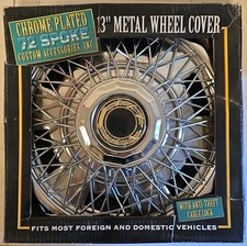 Vintage Chrome Plated Wire Wheel Cover 13 Inch 72 Spoke Hubcap 90007