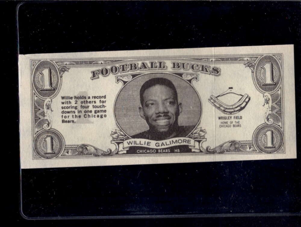Willie Galimore #34 Football Cards 1962 Topps Bucks trading card — raw and PSA graded price guide