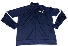  60 Puma Track Jacket Mens Medium Blue T7 Tracksuit Stripe Full Zip Athletic Top