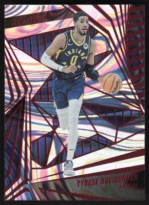 2024-25 REVOLUTION RED SWIRL TYRESE HALIBURTON 028/199 INDIANA PACERS #45