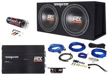 MTX Terminator TNP212DV Dual 12 Subwoofers Enclosure Amp Kit 2 Farad Capacitor