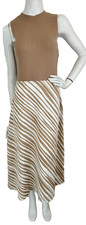 Ann Taylor Dress Womens Small Animal Print Midi Sleeveless Pullover Crew Tan