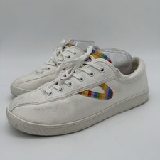 Tretorn Nylite Plus White Canvas Rainbow Pride Sneaker Size 9
