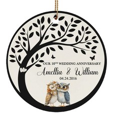 Personalized Wedding Anniversary Ornament Funny Owl Bird Couple Love Custom Gift