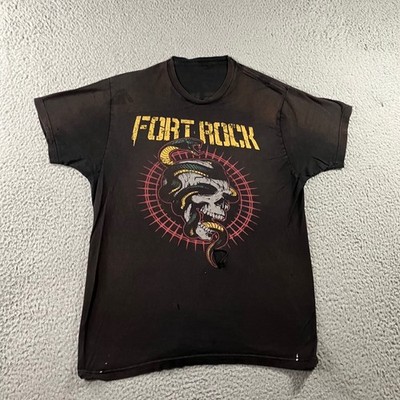 Fort Rock Music Festival Graphic Tee M Black Thrashed Skull Snake Concert Grunge